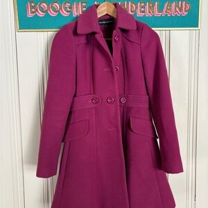 Warehouse Hot Pink Wool Coat  A-line Style